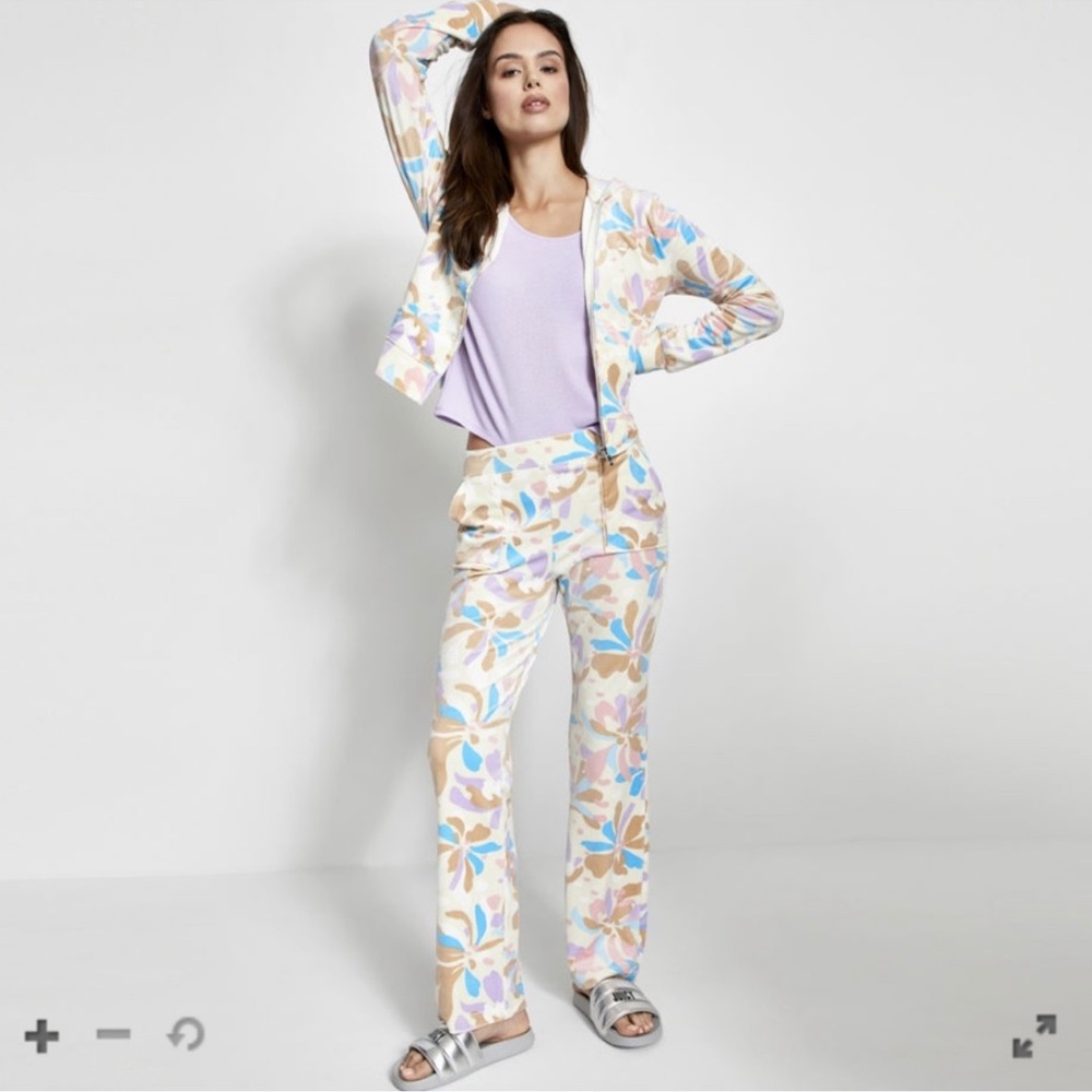 Juicy By Juicy Couture Tracksuit‎ Velour Zip Up Hoodie & Mid Rise Pants
